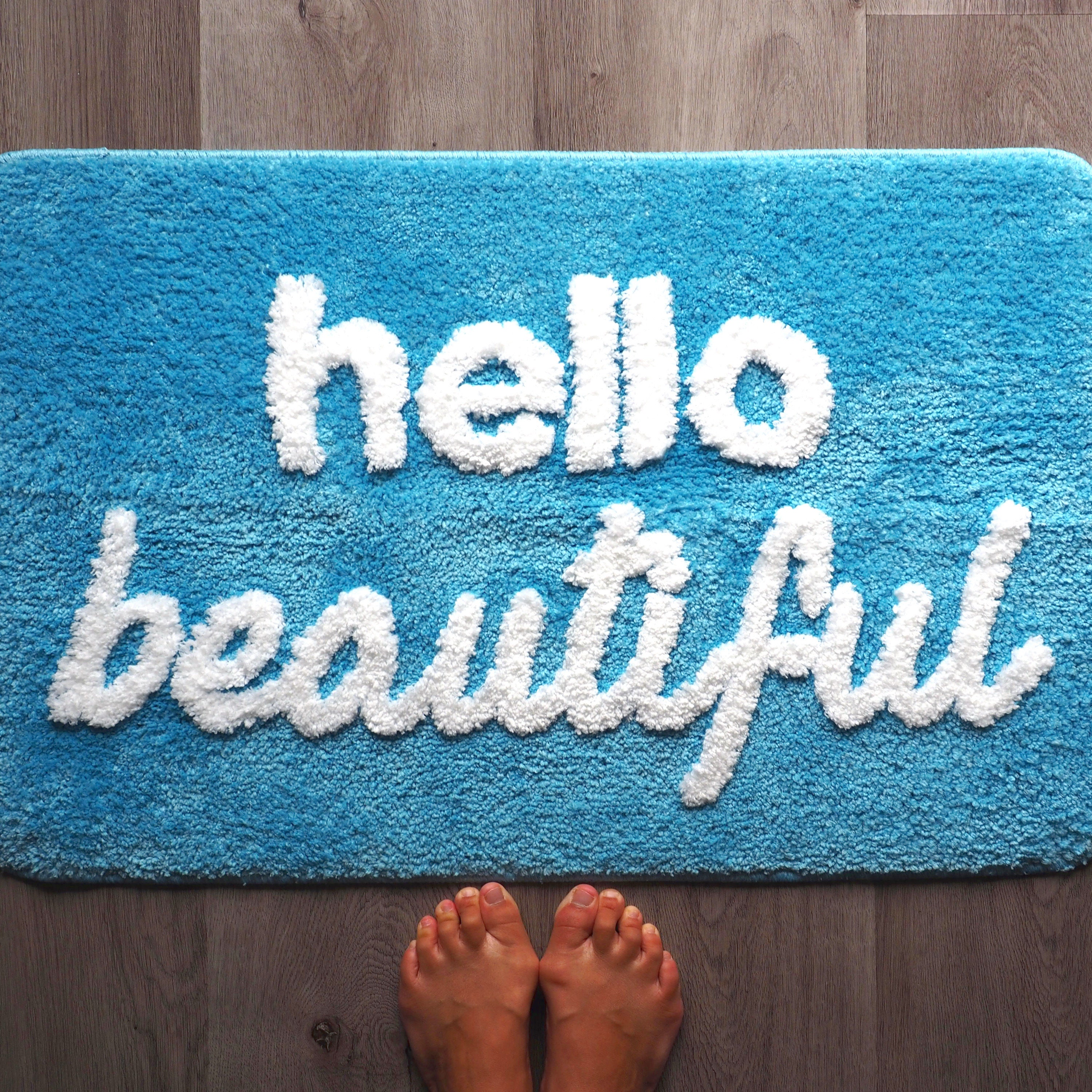 Non-Slip Memory Foam Shower Mat - Turquoise Blue - 24 x 16 inch