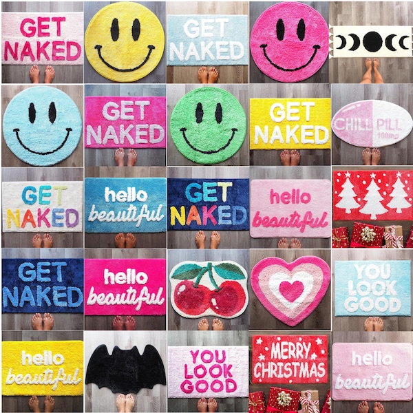 Discounted Second Item - Evovee - Bath Mat Bathroom Rug Funny Cute Get Naked You Look Good Christmas Moon College Apartment Decor Aesthetic