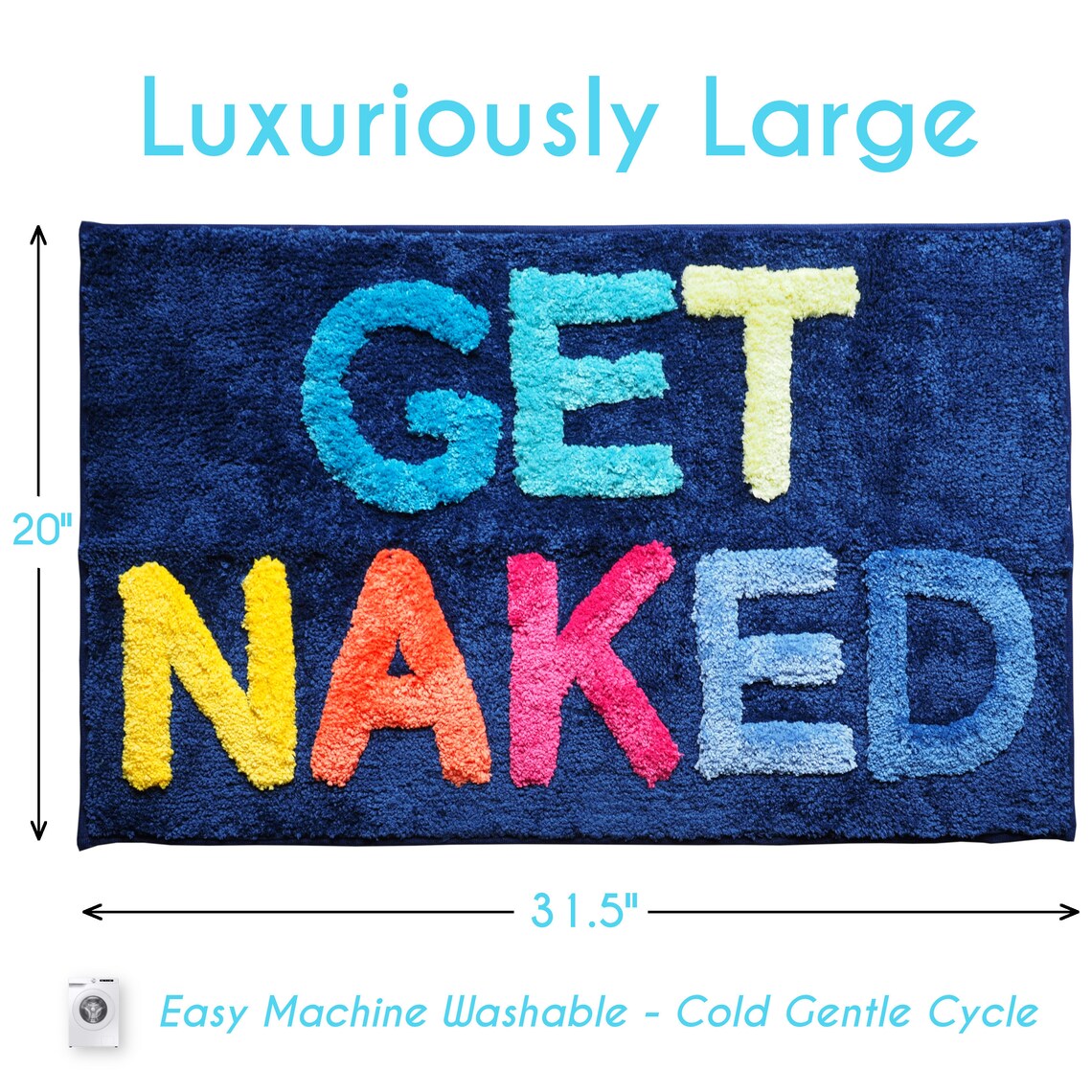 Get Naked Bath Mat Funny Cute Bathroom Rugs Blue Rainbow Rug Etsy