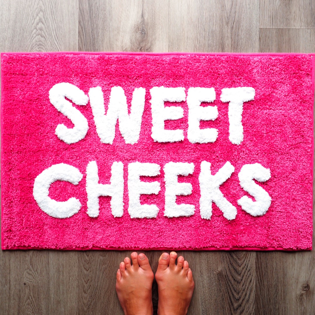 Sweet Cheeks Bath Mat Hot Pink Blush Cute Bathroom Rugs Girls Hello