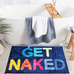 Get Naked Bath Mat Funny Cute Bathroom Rugs Blue Rainbow Rug Shower