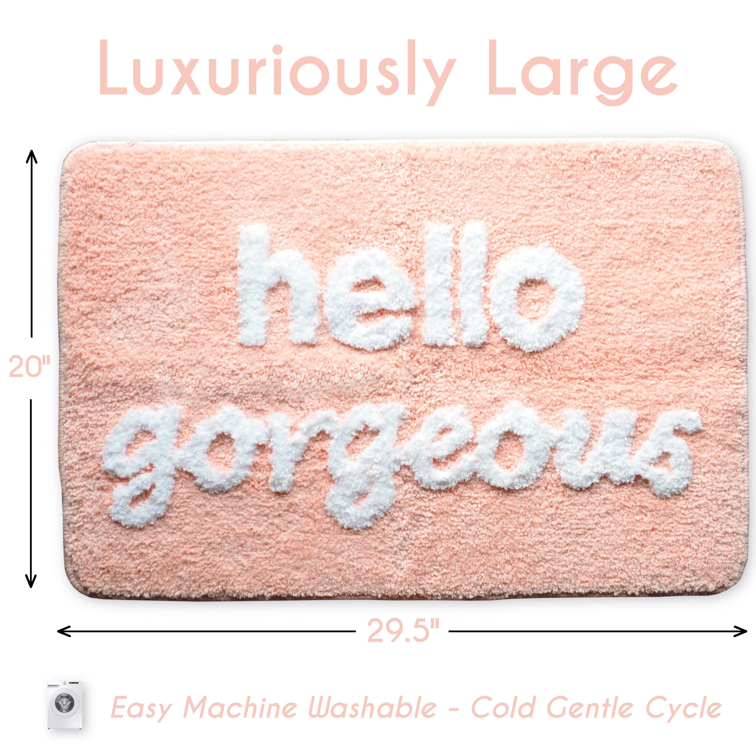 Hello Bath Mat Peach Pink Coral Beautiful Cute Etsy