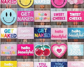 Segundo artículo con descuento - Evovee - Alfombra de baño - Divertida y tierna con el mensaje "Desnúdate, te ves bien" - Decoración navideña con la luna y estilo de apartamento universitario