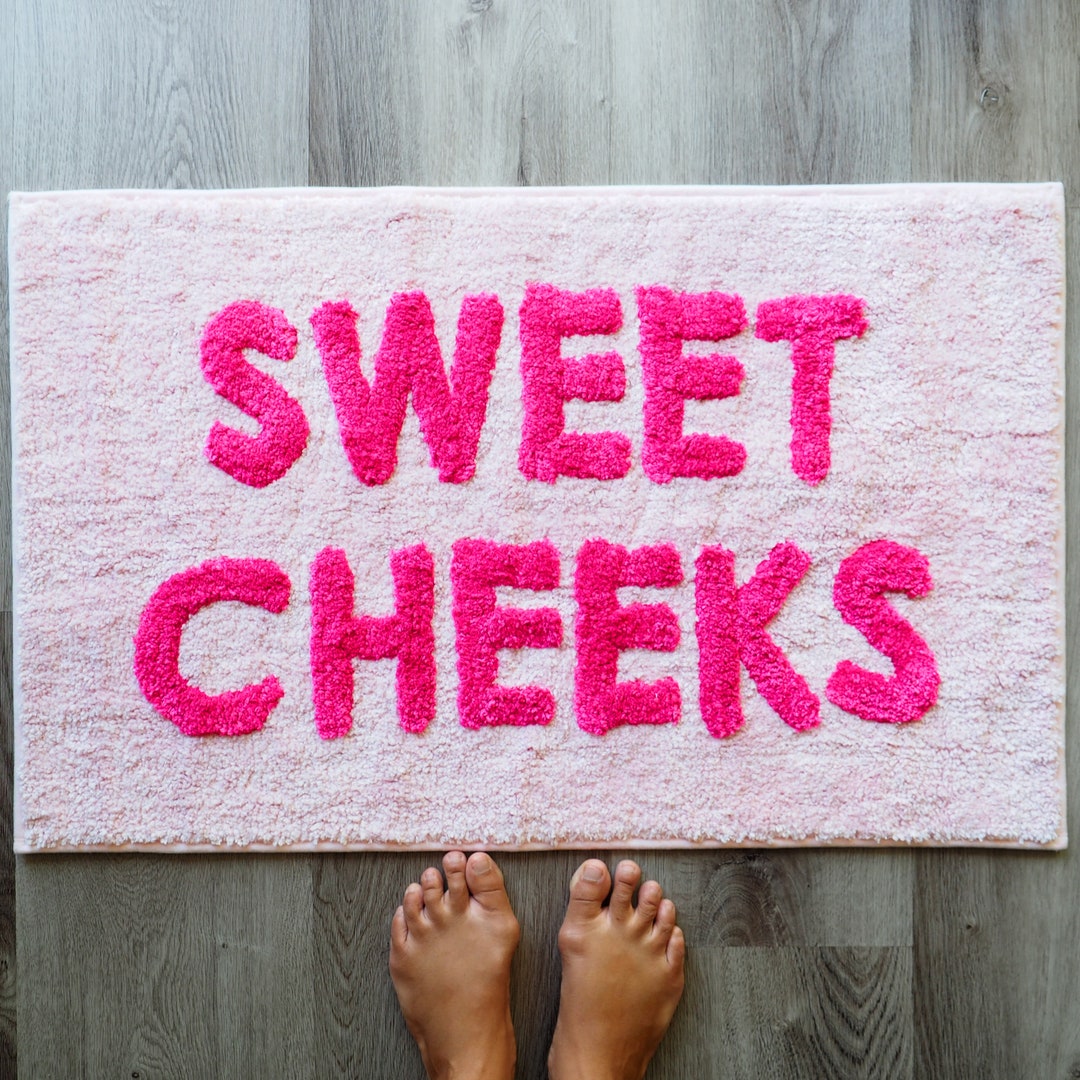 Sweet Cheeks Bath Mat Hot Pink Blush Cute Bathroom Rugs Girls Hello