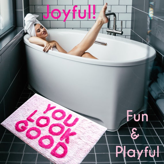 Hello Gorgeous Pink Bath Mat Cute Bathroom Décor Funny Bathroom Accessories  