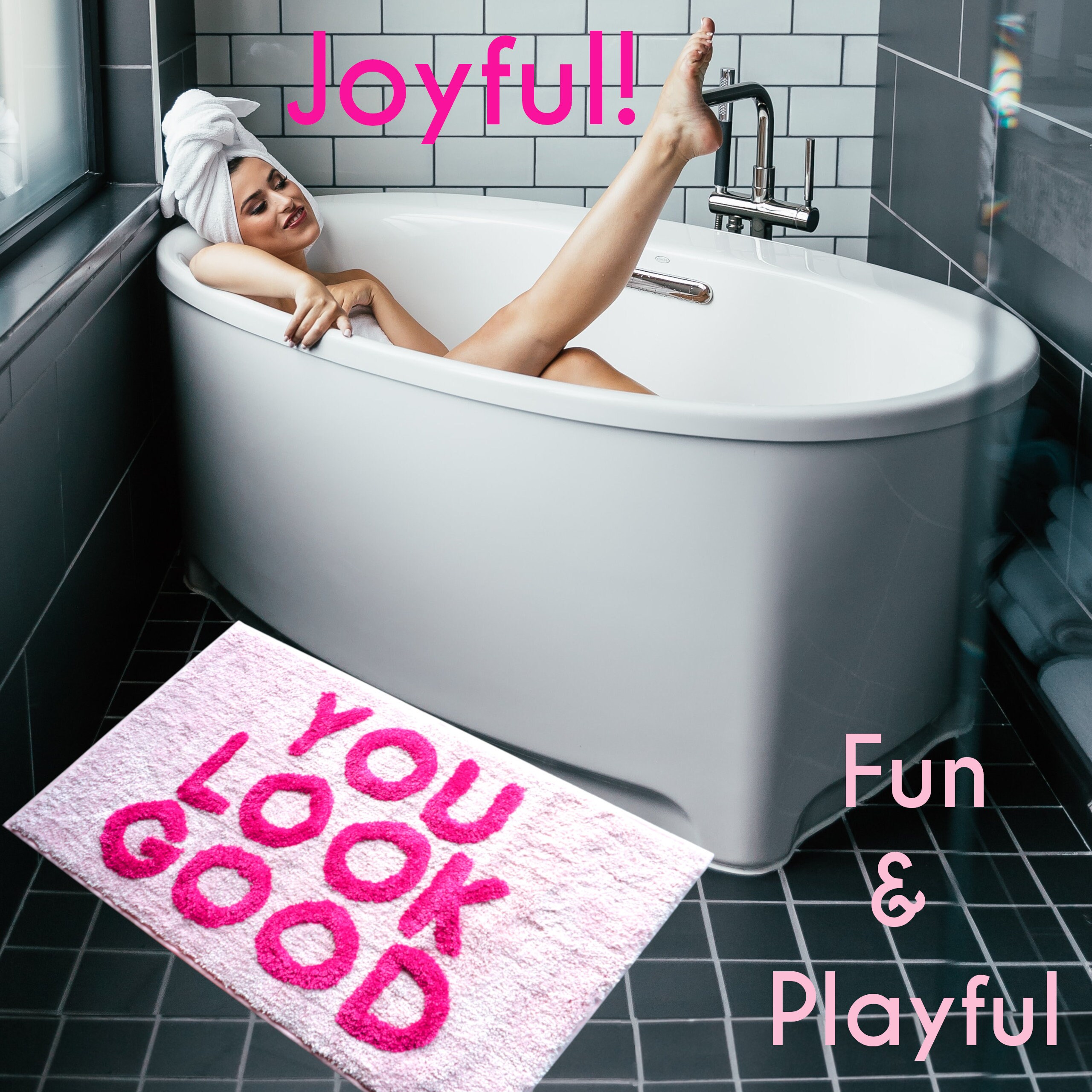 You Look Good Bath Mat Light Pink Blush Hot Pink Cute Bathroom Etsy