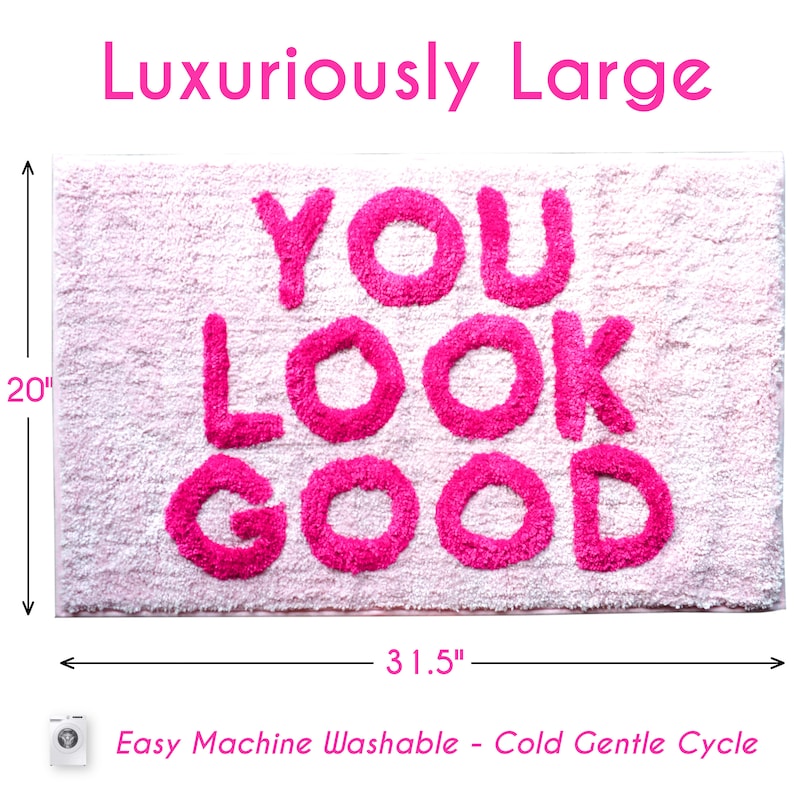 You Look Good Bath Mat Light Pink Blush Hot Pink Cute Bathroom Etsy