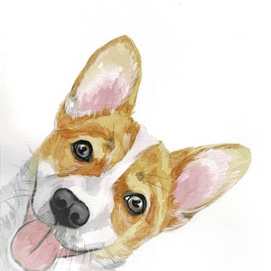 Retrato de mascota personalizado PEEKABOO, retrato de mascota pintado con acuarela, pintura original por pintura, retrato de perro, retrato de gato, regalo de Navidad para mascotas