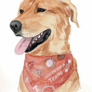 Pintura de papel de acuarela Perro Mascotas Perro Retrato de perro Acuarela personalizada Perro gato