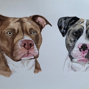 Autorretrato de mascota pintura en acuarela Retrato de perros Retrato de 2 mascotas Retrato de mascota en acuarela Pintura de perros y gatos
