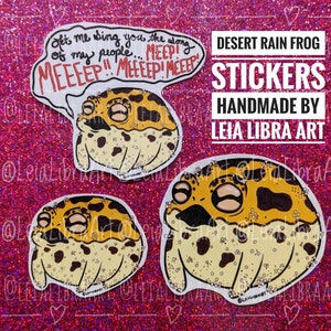 Cute Funny Desert Rain Frog Laminated Paper Stickers | Handmade by LeiaLibraArt