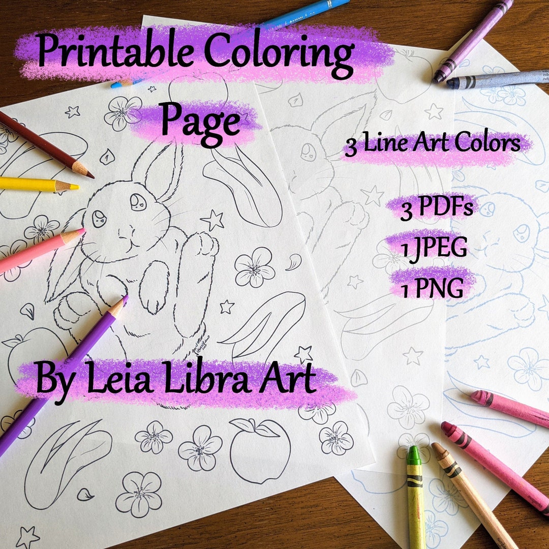 Printable Bunny Coloring Page - Digital Download - Cute Spring