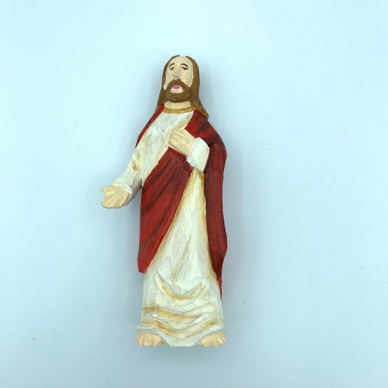 Hand Carved Wood Wooden Jesus Figurines Merry Christmas gift Etsy