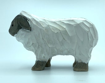 YEEYAYA Sheep handmade Wood sculpture woodcarving Hand Carved Wood Wooden sheep Figurine wood carving. Lamp wood Figurines