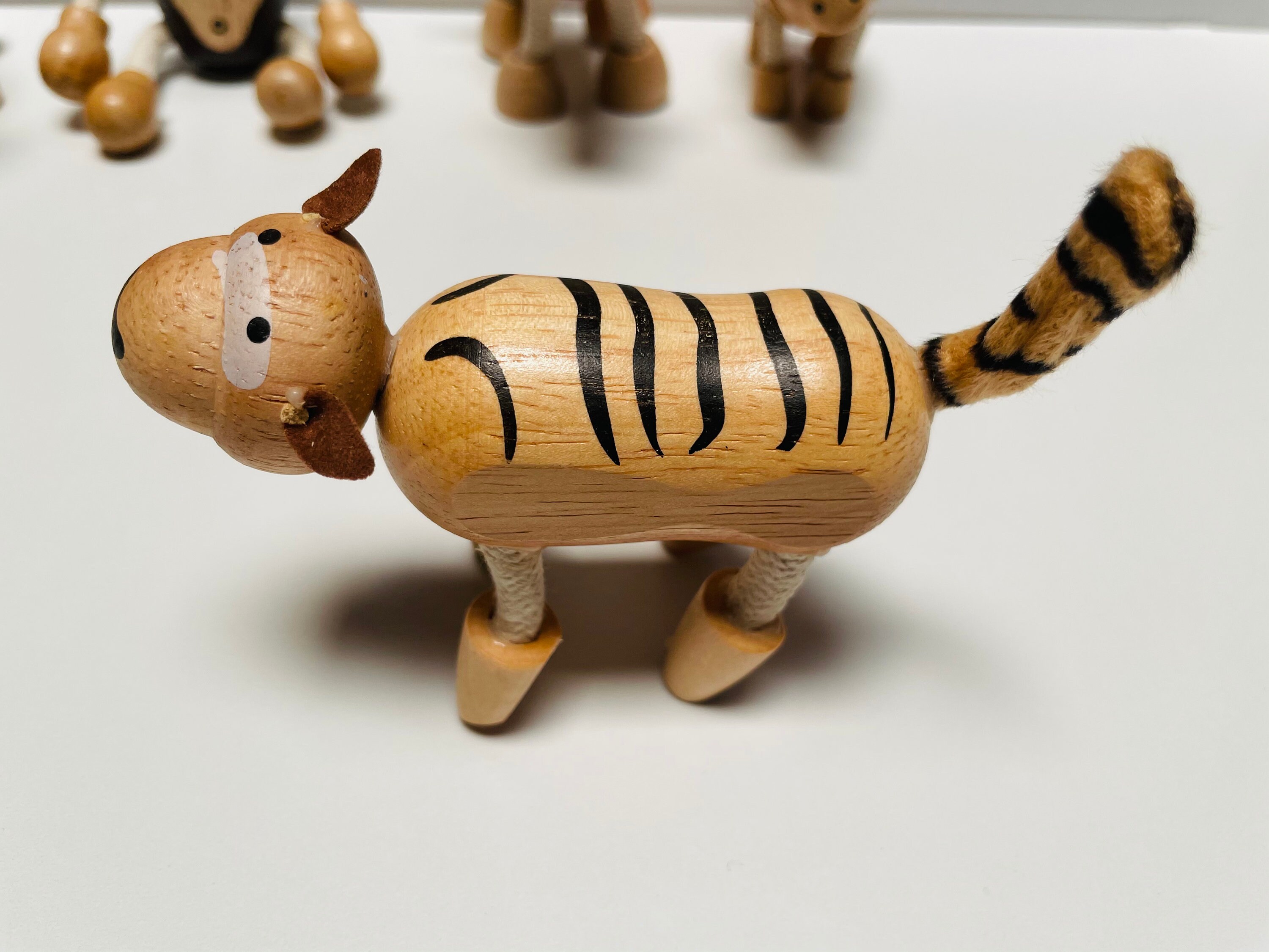 Wood tiger Figurines Wild animals with movable leg made of Etsy