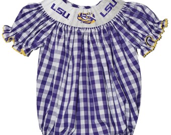 smocked lsu baby clothes