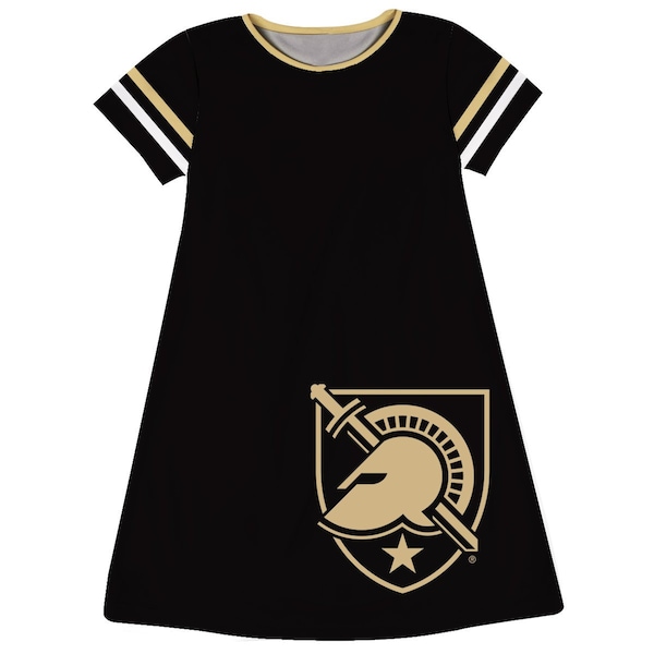 United States Military Academy Big Logo Black Stripes Short Sleeve A Line Dress