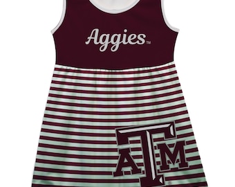 Texas A&M Big Logo Maroon And White Stripes Tank Dress