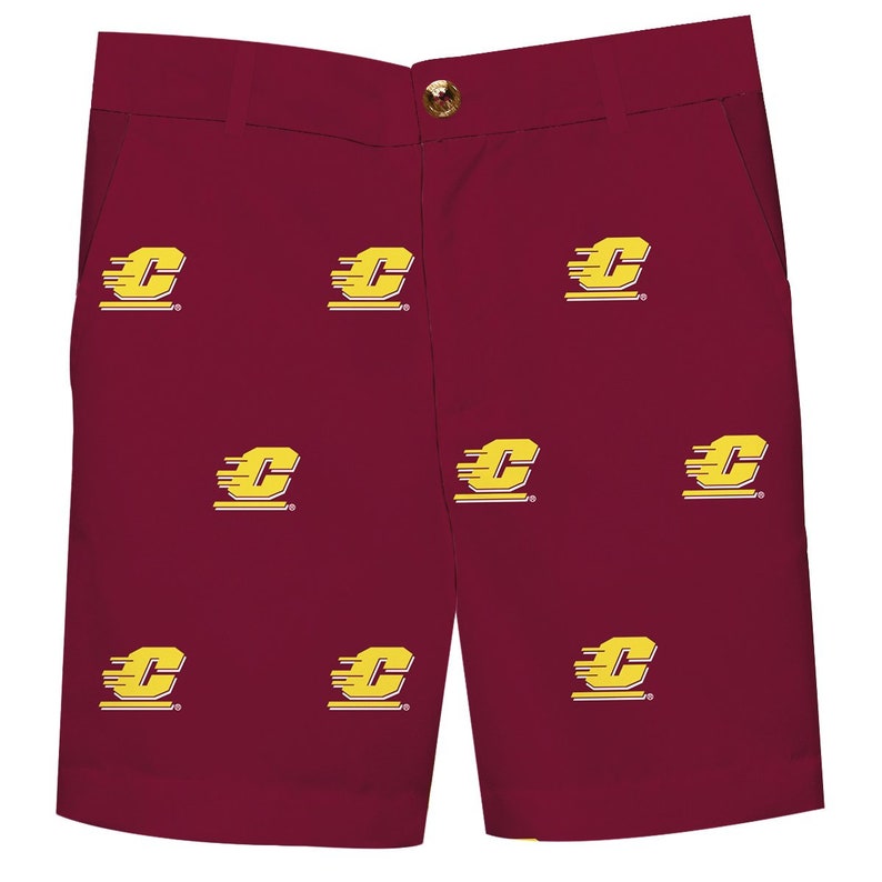 Central Michigan Chippewas Maroon Structured Short All Over Logo