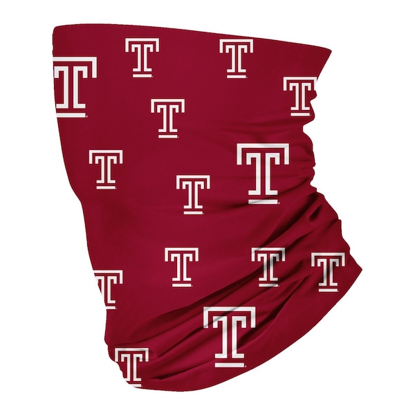 Temple University Owls TU Vive La Fete All Over Logo Game Day Collegiate Face Cover Soft 4-Way Stretch Neck Gaiter