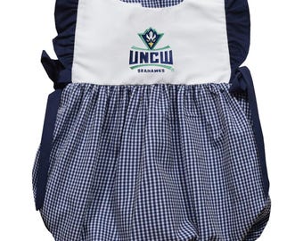 University of North Carolina Seahawks UNCW Embroidered Navy Gingham Bubble