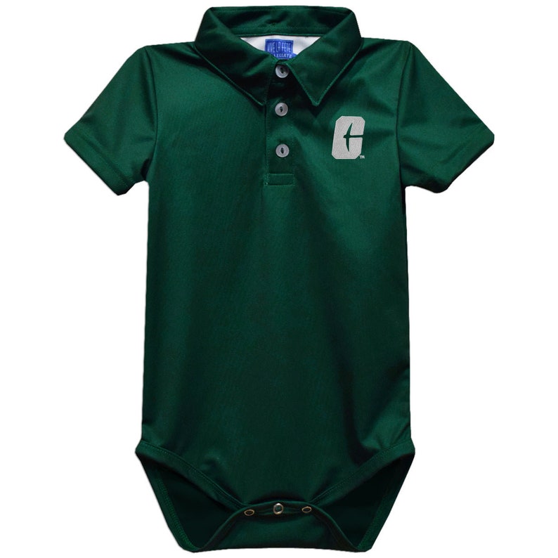 Mono tipo polo de punto liso verde cazador bordado de los 49ers de la Universidad UNC de Carolina del Norte en Charlotte imagen 1