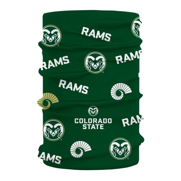 Colorado State Rams CSU Vive La Fete All Over Logo Game Day  Collegiate Face Cover Soft 4-Way Stretch Neck Gaiter