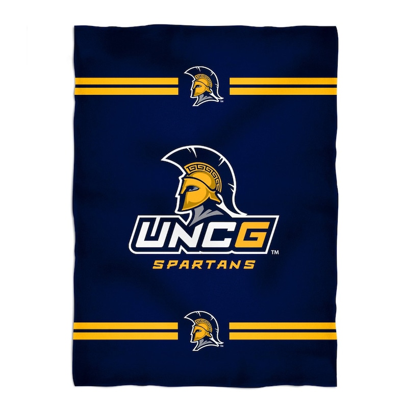 UNC Greensboro Spartans UNCG Vive La Fete Game Day Soft Premium Fleece Navy Throw Blanket 40 x 58" Logo and Stripes" image 1