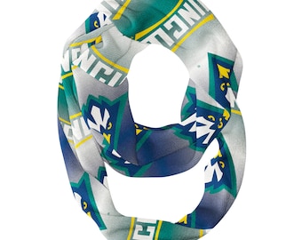 UNC Wilmington Seahawks UNCW Vive La Fete All Over Logo Game Day Collegiate Women Ultra Soft Knit Infinity Scarf
