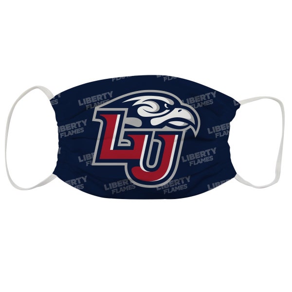 Liberty University Flames Face Mask Navy All Over Logo