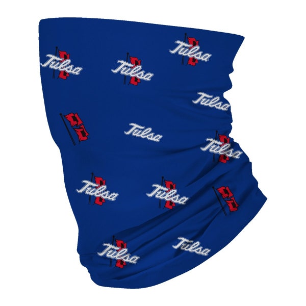 Tulsa Golden Hurricane Neck Gaiter Navy All Over Logo