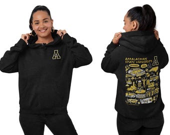 Appalachian State Mountaineers Hand Sketched Artwork Cotton Fleece Women Hoodie