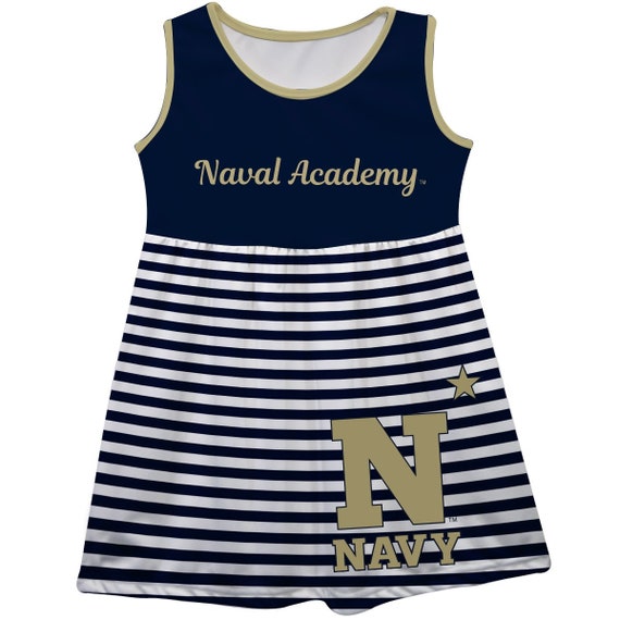 United States Naval Academy Big Logo Navy Blue and White Stripes Tank Dress  - Etsy
