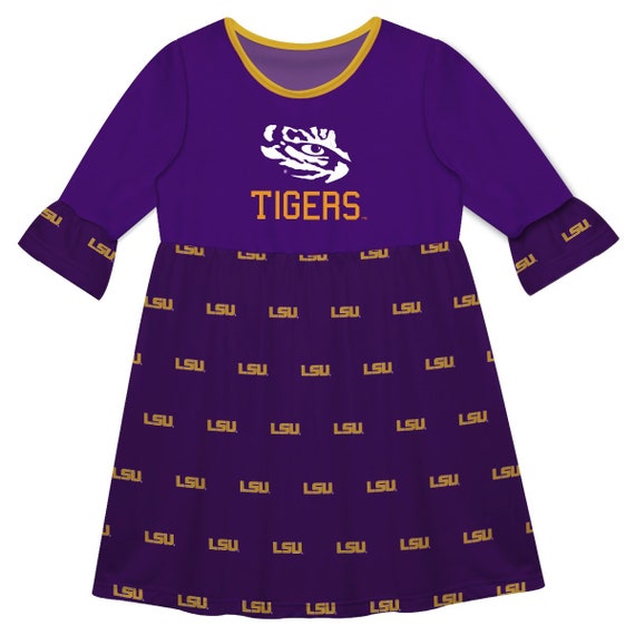 green emerald velvet dress Brianna Cannon: LSU Logo Patch Dress Purple / Small main image 0