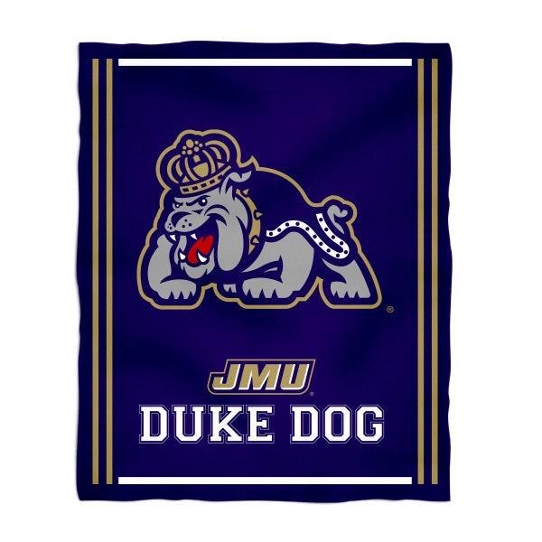 James Madison University Dukes Vive La Fete Kids Game Day Purple Plush Soft Minky Blanket 36" x 48" Mascot