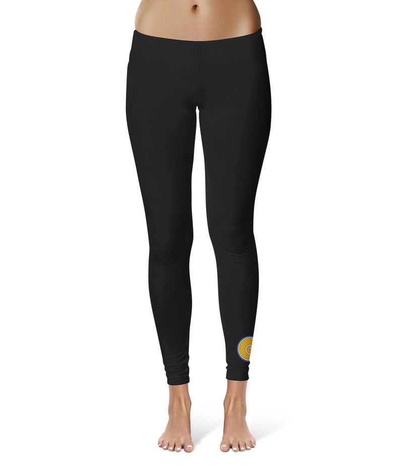 Albany State Rams ASU Vive La Fete Game Day Collegiate Logo at Ankle Women Black Yoga Leggings 2.5 Waist Tights