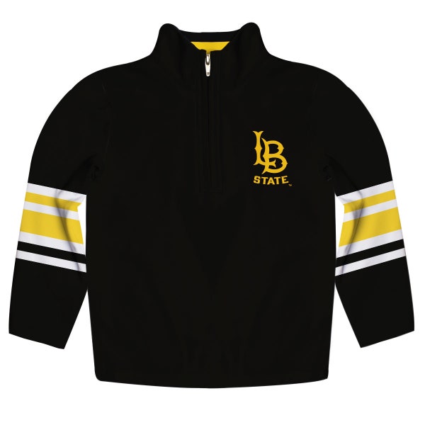 Cal State Long Beach 49ers Vive La Fete Game Day Black Quarter Zip Pullover Stripes on Sleeves