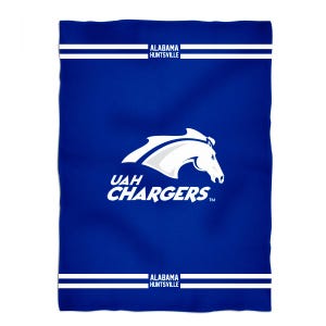 Alabama at Huntsville Chargers Vive La Fete Game Day Soft Premium Fleece Blue Throw Blanket 40" x 58" Logo and Stripes