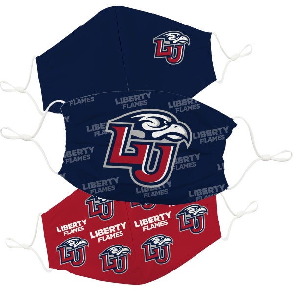 Liberty University Flames Face Mask Red and Navy Set of Three