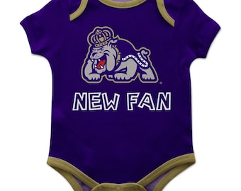 JMU Dukes Vive La Fete Infant Game Day Purple Short Sleeve  New Fan Mascot Bodysuit