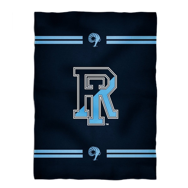 Rhode Island Rams Vive La Fete Game Day Soft Blue Throw Blanket 40 x 58" Logo and Stripes