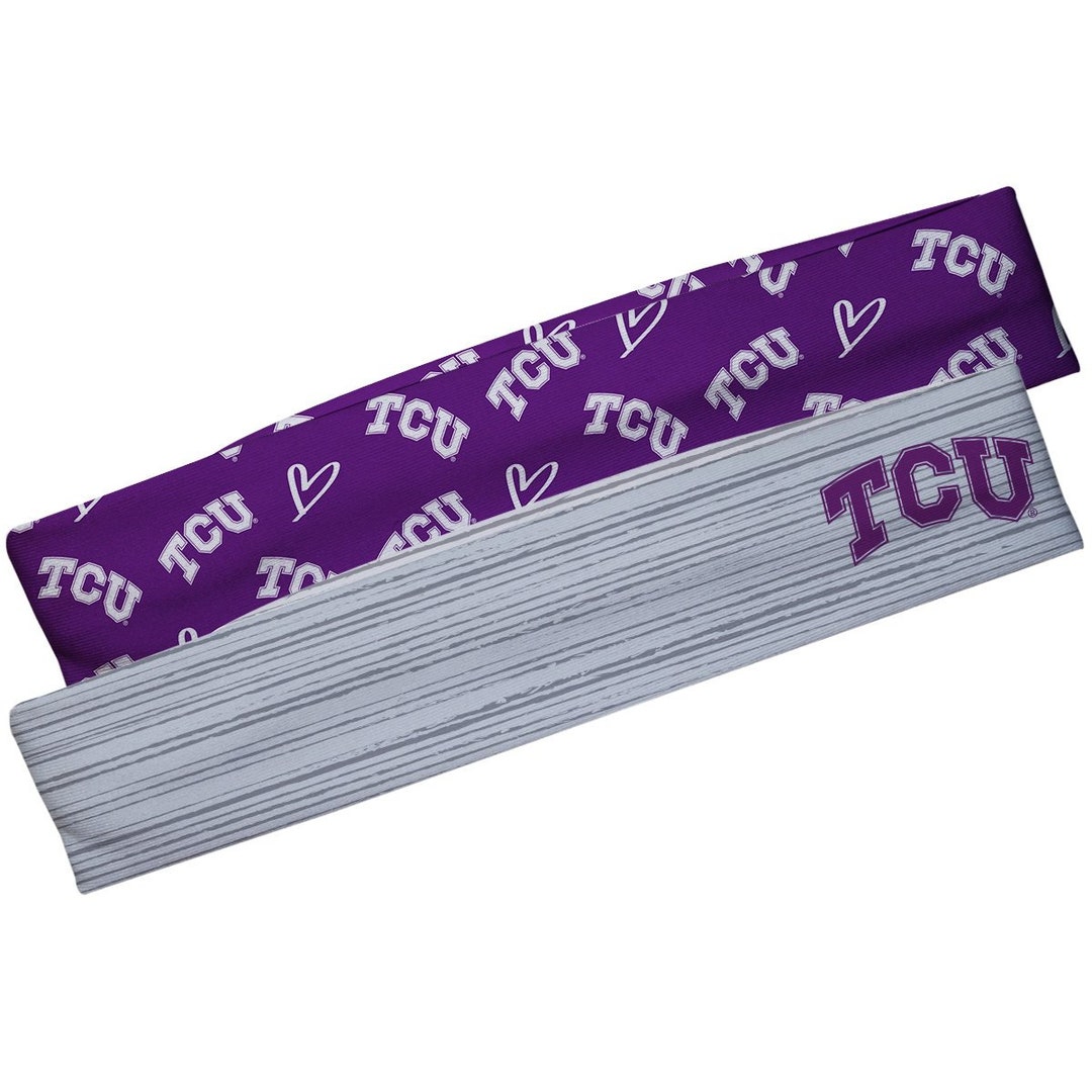 TCU Horned Frogs Gray Solid and Purple Repeat Logo Headband  display picture 1