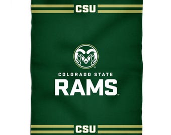 Colorado State Rams CSU Vive La Fete Game Day Soft Premium Fleece Green Throw Blanket 40" x 58" Logo and Stripes