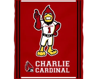 Ball State Cardinals Kids Game Day Red Plush Soft Minky Blanket 36 x 48 Mascot by Vive La Fete