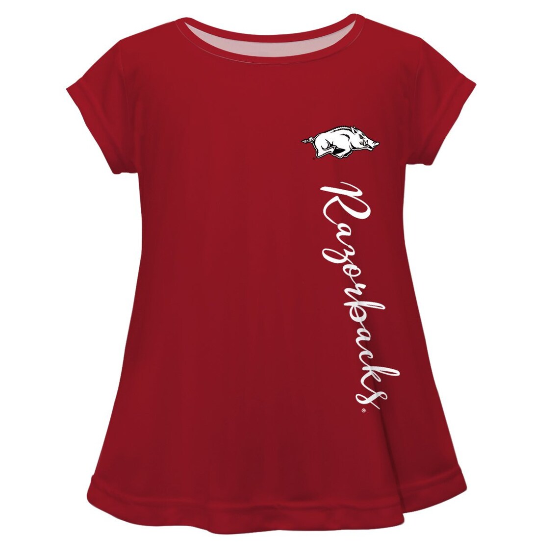 Arkansas Razorbacks Razorbacks Red Solid Short Sleeve Girls Laurie Top ...