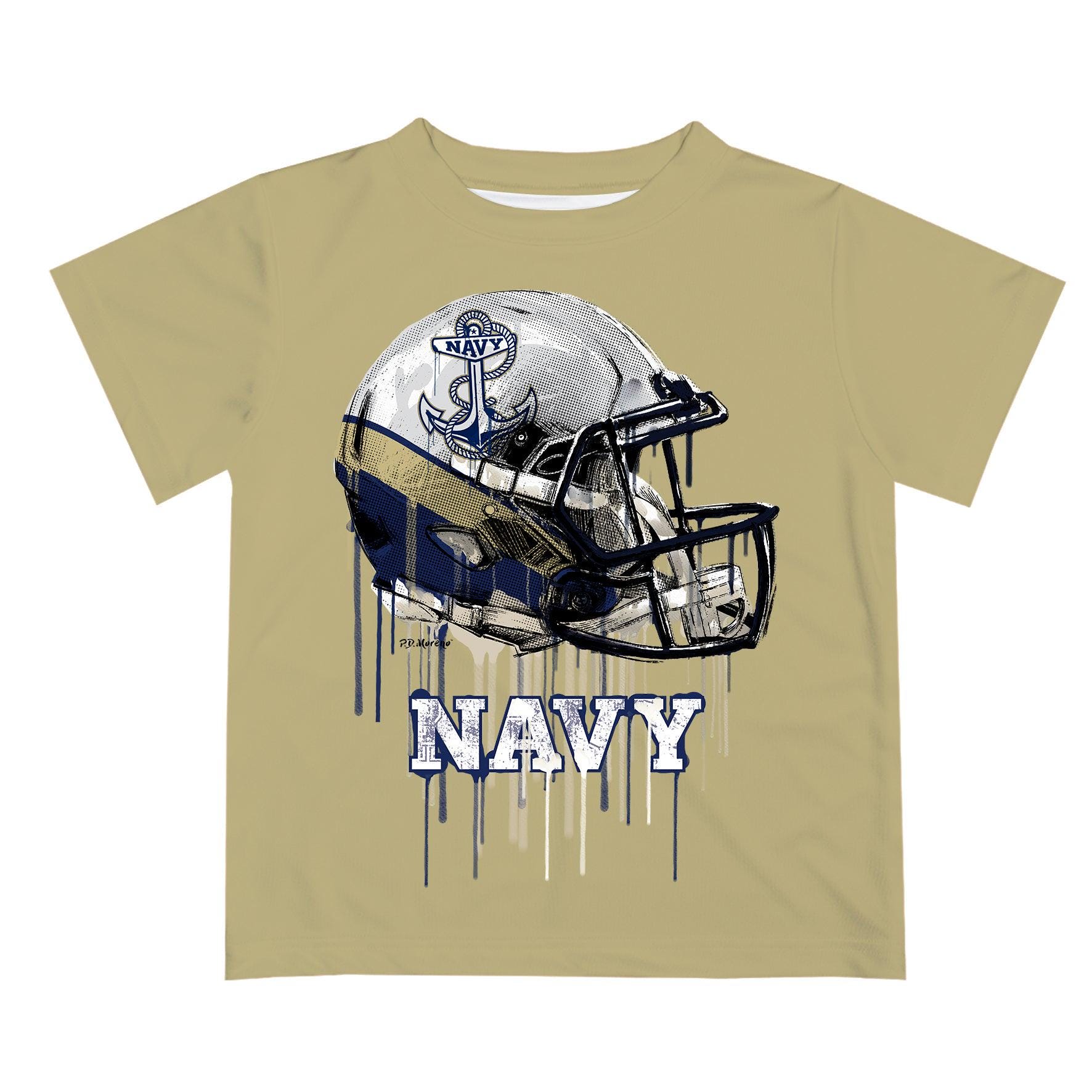 Naval Academy Midshipmen Original Dripping Football Helmet Gold T-Shirt by Vive La Fete, image size:1772x1772