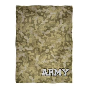 Army Name Camo Gold Green White Minky Blanket