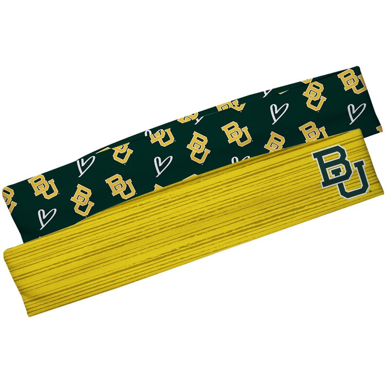 Baylor Bears Gold Solid And Green Repeat Logo Headband Set