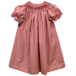 Oklahoma Smocked Red Gingham Short Sleeve Bishop