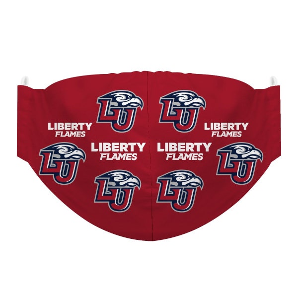 Liberty University Flames Face Mask Red All Over Logo